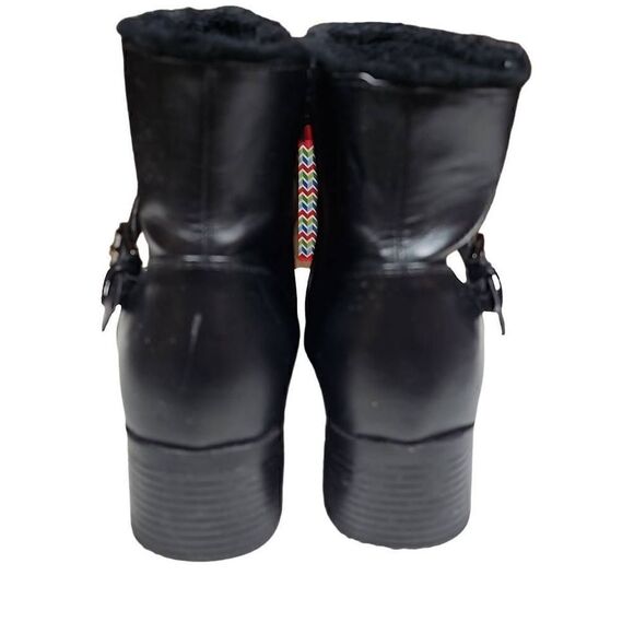 Khombu Women's Black Side Zip Buckle Faux Fur Lining Heeled Ankle Boots Size 9 - Picture 3 of 14